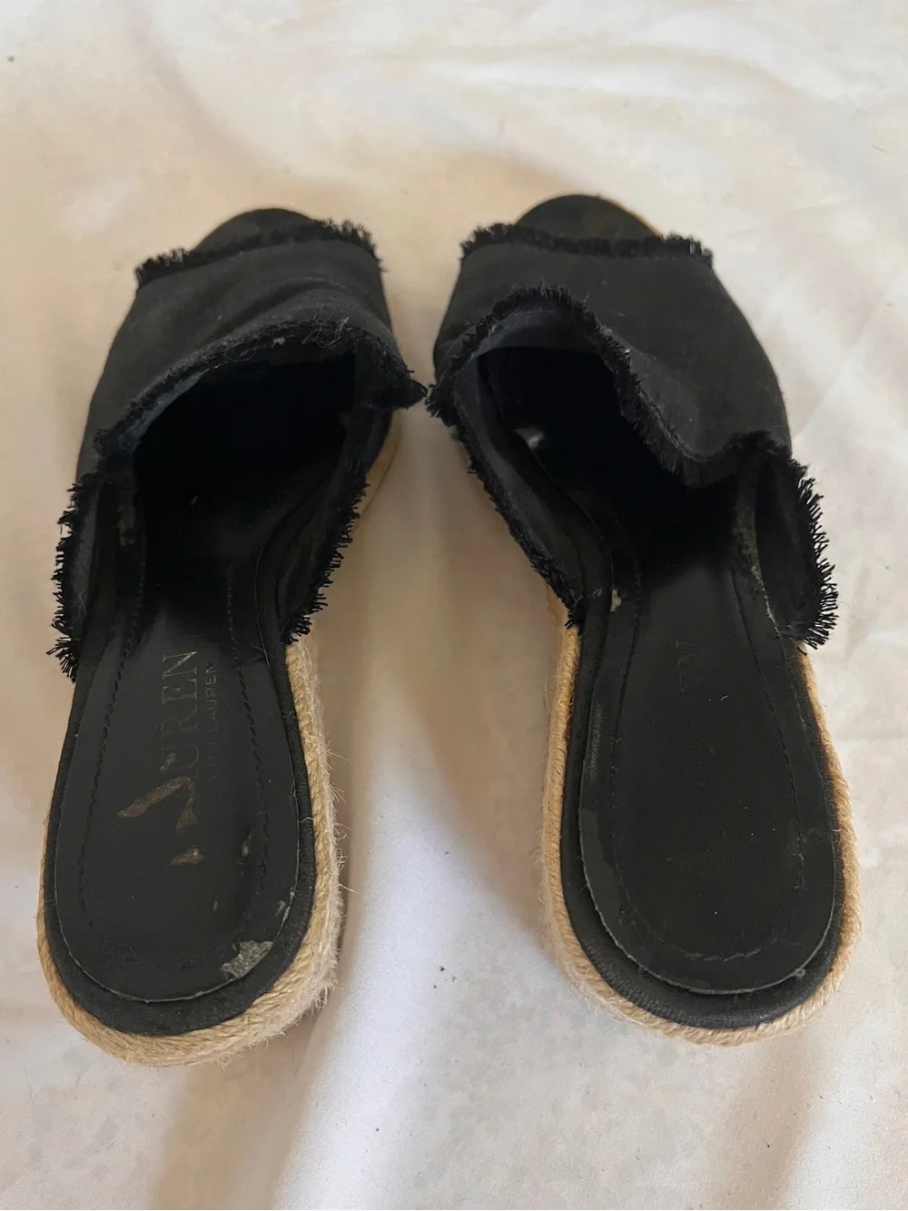 Lauren Ralph Lauren Woven Espadrille Wedge Mule - Black